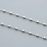 925 Silver O Chain Women Necklace Square Bead Jewellery Choker 40cm