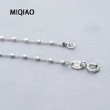 925 Silver O Chain Women Necklace Square Bead Jewellery Choker 40cm