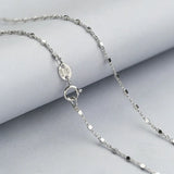 925 Silver O Chain Women Necklace Square Bead Jewellery Choker 40cm