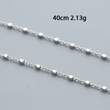 925 Silver O Chain Women Necklace Square Bead Jewellery Choker 40cm