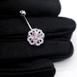 925 Silver Piercing Belly Button Four-Leaf Clover Flower Body Jewelry