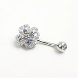 925 Silver Piercing Belly Button Four-Leaf Clover Flower Body Jewelry