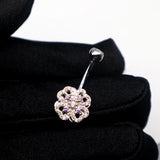925 Silver Piercing Belly Button Four-Leaf Clover Flower Body Jewelry