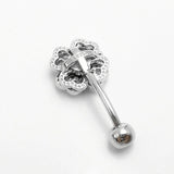 925 Silver Piercing Belly Button Four-Leaf Clover Flower Body Jewelry