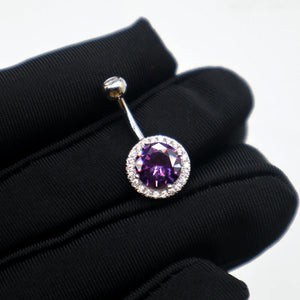 925 Silver Piercing Belly Button Rings Circular Gemstones Women Jewelry