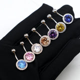 925 Silver Piercing Belly Button Rings Circular Gemstones Women Jewelry