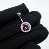 925 Silver Piercing Belly Button Rings Circular Gemstones Women Jewelry