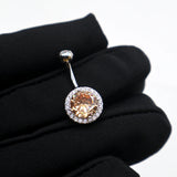 925 Silver Piercing Belly Button Rings Circular Gemstones Women Jewelry