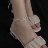 925 Silver Popcorn Chain Bead Anklets Double-Deck Tobillera