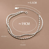 925 Silver Popcorn Chain Bead Anklets Double-Deck Tobillera