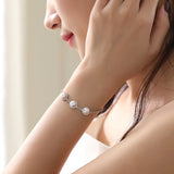 925 Sterling Silver Real Pearl Vintage Boho Bangle Bracelet