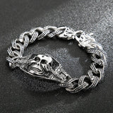 925 Silver Skull Totem Punk Bracelet for Men