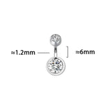 925 Silver Belly Button Ring Zircon Pin 6-10MM Length 1.2-1.5MM Width