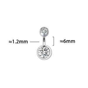 925 Silver Belly Button Ring Zircon Pin 6-10MM Length 1.2-1.5MM Width