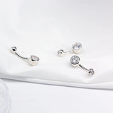 925 Silver Belly Button Ring Zircon Pin 6-10MM Length 1.2-1.5MM Width