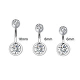 925 Silver Belly Button Ring Zircon Pin 6-10MM Length 1.2-1.5MM Width