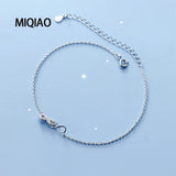 925 Silver Anklet Rose Thin Bracelet Leg Chain Zircon Foot Ornament