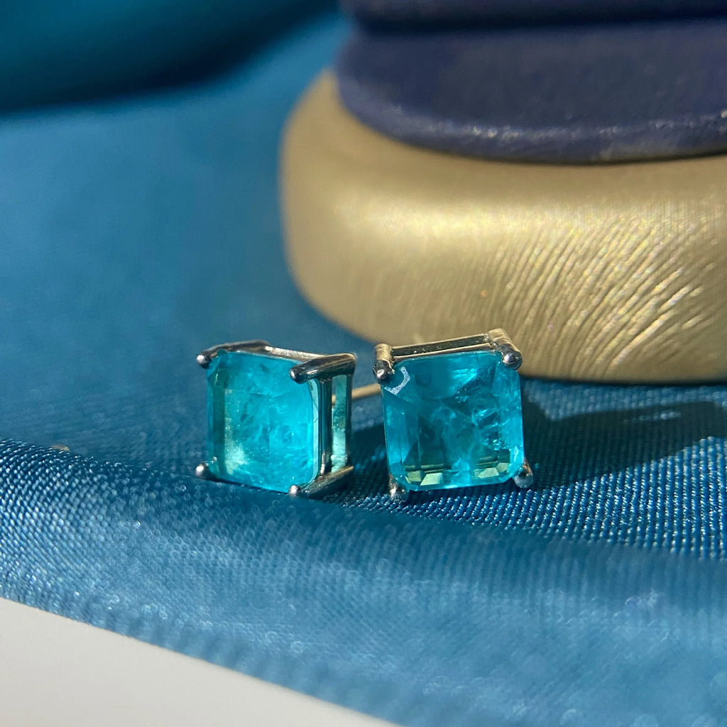 MIQIAO 925 Sterling Silver Square Zircon Stud Earrings