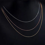 925 Silver Thin O Chain 40-55 Long 0.9-1.2 MM Rose Platinum Necklace