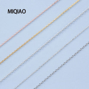 925 Silver Thin O Chain 40-55 Long 0.9-1.2 MM Rose Platinum Necklace