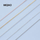 925 Silver Thin O Chain 40-55 Long 0.9-1.2 MM Rose Platinum Necklace