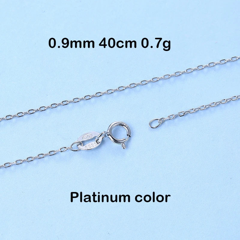 925 Silver Thin O Chain 40-55 Long 0.9-1.2 MM Rose Platinum Necklace