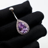 925 Silver Purple Diamond Belly Button Piercing