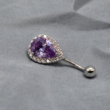 925 Silver Purple Diamond Belly Button Piercing
