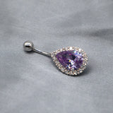 925 Silver Purple Diamond Belly Button Piercing