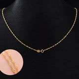 925 Silver Water Wave Chain Long Rose Gold Necklace 40-55cm 1.0-1.5 MM