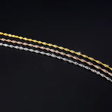 925 Silver Water Wave Chain Long Rose Gold Necklace 40-55cm 1.0-1.5 MM