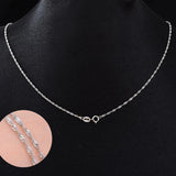 925 Silver Water Wave Chain Long Rose Gold Necklace 40-55cm 1.0-1.5 MM