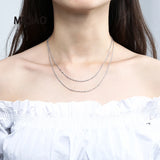 925 Silver Water Wave Chain Long Rose Gold Necklace 40-55cm 1.0-1.5 MM