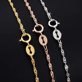 925 Silver Water Wave Chain Long Rose Gold Necklace 40-55cm 1.0-1.5 MM