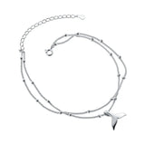 925 Silver Whale Tail Anklet Chain Double Foot Bracelet for Women