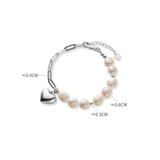 925 Sterling Silver Women's Bracelet with Charm Baroque Pearl