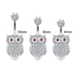 925 Sterling Silver Owl Piercing Navel Belly Body Jewelry
