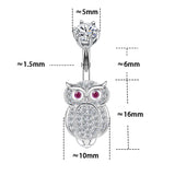 925 Sterling Silver Owl Piercing Navel Belly Body Jewelry