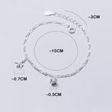 925 Silver Anklet Bracelet Sweet Flower Fairy Angel with Single Zircon Diamond