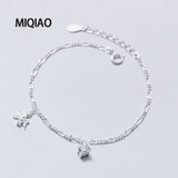 925 Silver Anklet Bracelet Sweet Flower Fairy Angel with Single Zircon Diamond