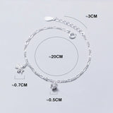 925 Silver Anklet Bracelet Sweet Flower Fairy Angel with Single Zircon Diamond