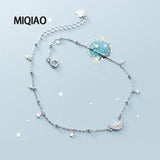 Anklet Bracelet Silver 925 Moon Star Zircon Gift