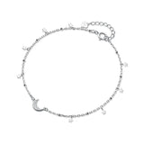 Anklet Bracelet Silver 925 Moon Star Zircon Gift