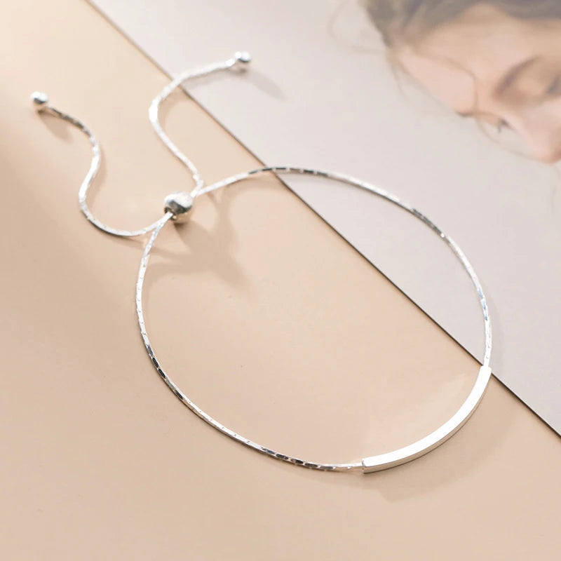 Silver 925 Adjustable Chain Arc Curved Anklet Bracelet