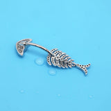 925 Silver Fish Belly Button Ring Piercing Women Jewelry