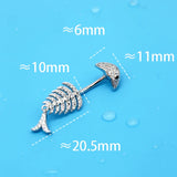 925 Silver Fish Belly Button Ring Piercing Women Jewelry