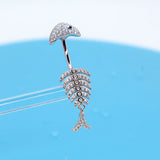925 Silver Fish Belly Button Ring Piercing Women Jewelry