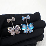 Butterfly Belly Button Ring 925 Silver Body Jewelry Bow Tie Navel Piercing