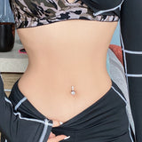 925 Silver Belly Button Ring Zircon Navel Bar Dangle Rock Gift