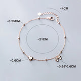 925 Silver Bowknot Anklet Rose Women Jewelry Chain